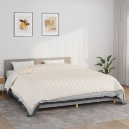 Berkfield Home Weighted Blanket Light Cream 220x260 cm 15 kg Fabric - thumbnail 1