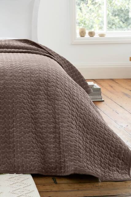 Bianca 'Attica Velvet' Embroidered Bedspread in Chocolate - image 1