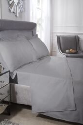 New Edge Blinds 400 Thread Count Cotton Collection Flat Sheet in Grey - Size: Double - thumbnail 2