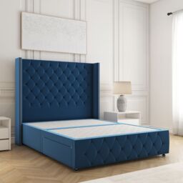 "BSSPOKE Mayfair Plush Divan Bed 54"" Headboard 2 Drawers footend & No Mattress in Blue - Size: Double" - thumbnail 2