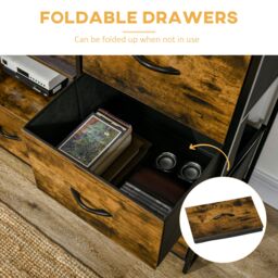 HOMCOM Cabinet Bookshelf with 2 Shelves 3 Fabric Drawers in Brown - thumbnail 6