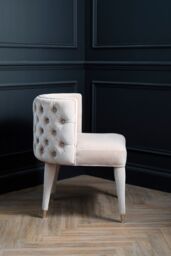 Orsina Beige Tufted Backrest Chair, Lounge Chair With Mahogany Wood Frame, Accent Armchair With Gold-Tipped Legs - thumbnail 2