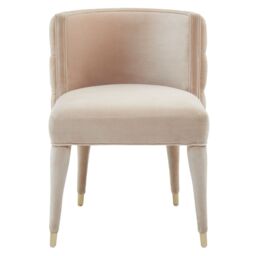 Orsina Beige Tufted Backrest Chair, Lounge Chair With Mahogany Wood Frame, Accent Armchair With Gold-Tipped Legs - thumbnail 6