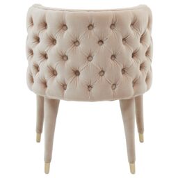 Orsina Beige Tufted Backrest Chair, Lounge Chair With Mahogany Wood Frame, Accent Armchair With Gold-Tipped Legs - thumbnail 5