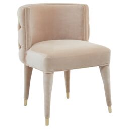 Orsina Beige Tufted Backrest Chair, Lounge Chair With Mahogany Wood Frame, Accent Armchair With Gold-Tipped Legs - thumbnail 3
