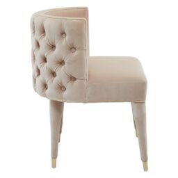 Orsina Beige Tufted Backrest Chair, Lounge Chair With Mahogany Wood Frame, Accent Armchair With Gold-Tipped Legs - thumbnail 4