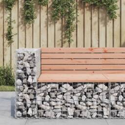 Berkfield Home Garden Bench Gabion Design 92x71x65.5 cm Solid Wood Douglas in Light Brown - thumbnail 2