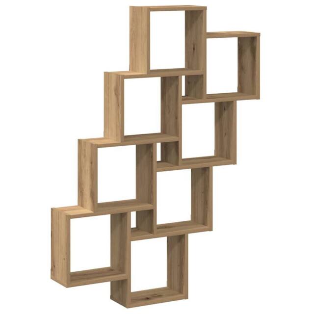 Berkfield Home Wall Cube Shelf Artisan Oak 90x15x119.5 cm Engineered Wood in Brown - image 1