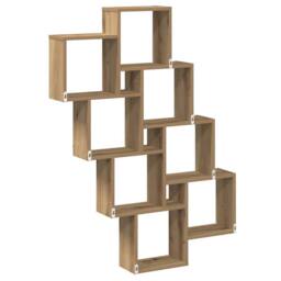Berkfield Home Wall Cube Shelf Artisan Oak 90x15x119.5 cm Engineered Wood in Brown - thumbnail 6
