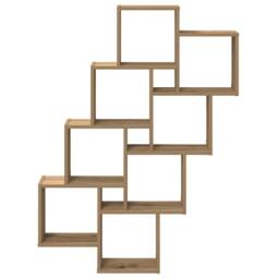 Berkfield Home Wall Cube Shelf Artisan Oak 90x15x119.5 cm Engineered Wood in Brown - thumbnail 4