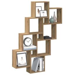 Berkfield Home Wall Cube Shelf Artisan Oak 90x15x119.5 cm Engineered Wood in Brown - thumbnail 2