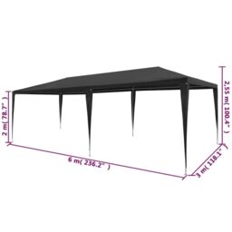 Berkfield Home Party Tent 3x6 m PE Anthracite in Black - thumbnail 6
