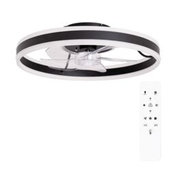 ValueLights Infinity Matte Black Circle Remote Control Integrated LED Ceiling Fan - thumbnail 3