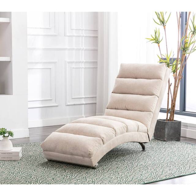 Direct Wicker Fabric Chaise Lounge Sofa with Gentle Vibration Feature & Pocket in Beige - Size: 1 Pack - image 1