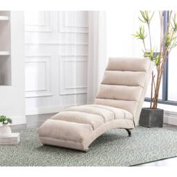 Direct Wicker Fabric Chaise Lounge Sofa with Gentle Vibration Feature & Pocket in Beige - Size: 1 Pack