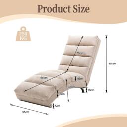 Direct Wicker Fabric Chaise Lounge Sofa with Gentle Vibration Feature & Pocket in Beige - Size: 1 Pack - thumbnail 2