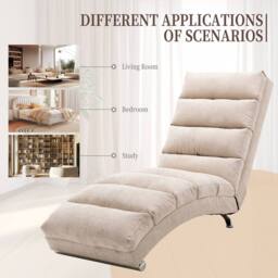 Direct Wicker Fabric Chaise Lounge Sofa with Gentle Vibration Feature & Pocket in Beige - Size: 1 Pack - thumbnail 7