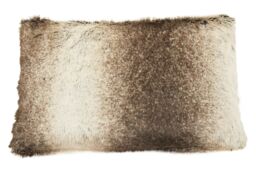 Orsina Rectangular Red Wine Faux Fur Cushion, Soft Feather Filled Decorative Cushion For Sofa & Bedroom in Brown - thumbnail 2