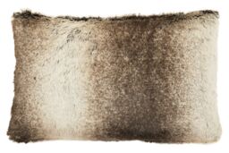 Orsina Rectangular Red Wine Faux Fur Cushion, Soft Feather Filled Decorative Cushion For Sofa & Bedroom in Brown - thumbnail 1