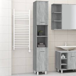 Berkfield Home Bathroom Cabinet Grey Sonoma 30x30x179 cm Engineered Wood - Size: 30 x 30 x 179 cm - thumbnail 1