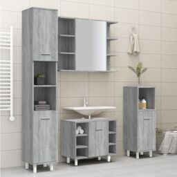 Berkfield Home Bathroom Cabinet Grey Sonoma 30x30x179 cm Engineered Wood - Size: 30 x 30 x 179 cm - thumbnail 3