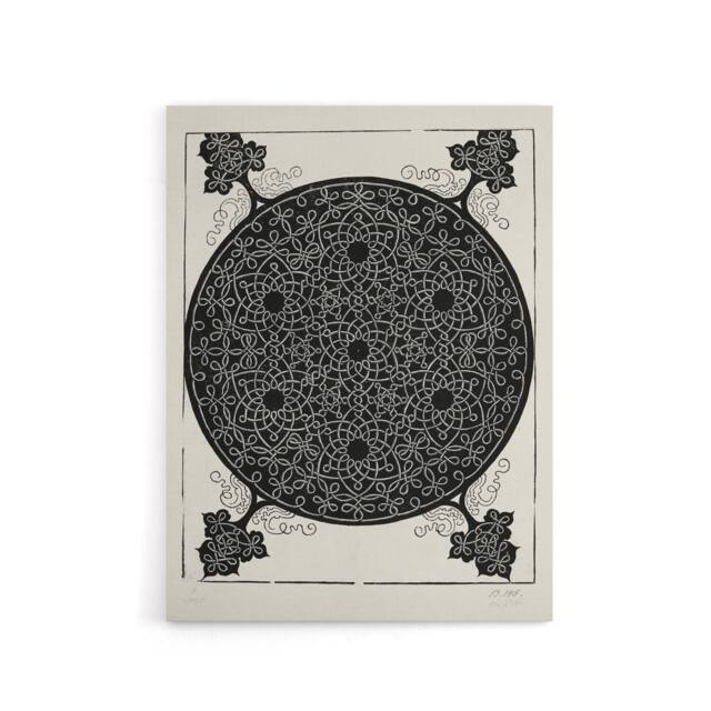 "Artery8 Knob with seven hexagonal stars Durer Canvas Wall Art Print in White - Size: W12"" x H16""" - image 1