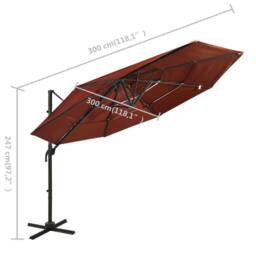 Berkfield Home 4-Tier Parasol with Aluminium Pole Terracotta 3x3 m - thumbnail 8