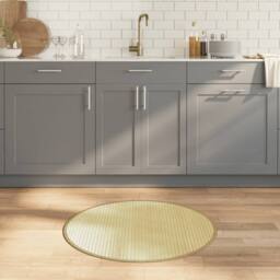 Berkfield Home Rug Round Light Natural80 cm Bamboo in Beige - Size: Medium - thumbnail 1
