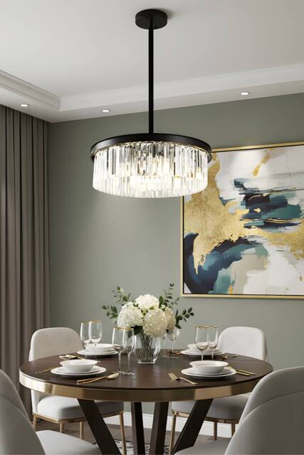 Living and Home 6-Light E14 Modern Pendant Light in Black - image 1