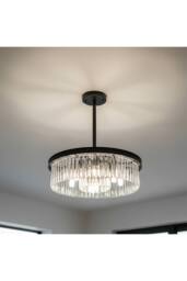 Living and Home 6-Light E14 Modern Pendant Light in Black - thumbnail 6