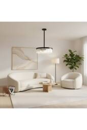 Living and Home 6-Light E14 Modern Pendant Light in Black - thumbnail 2