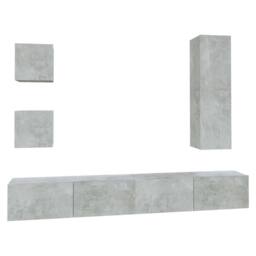 Berkfield Home Classic 5 Piece TV Cabinet Set Concrete Grey Engineered Wood - thumbnail 3