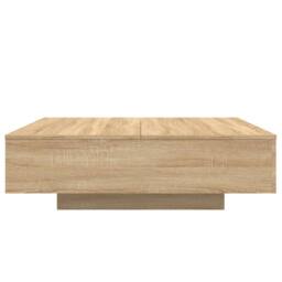 Berkfield Home Coffee Table with LED Lights Sonoma Oak 100x100x31 cm in Brown - Size: 100 x 100 x 31 cm - thumbnail 6