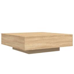 Berkfield Home Coffee Table with LED Lights Sonoma Oak 100x100x31 cm in Brown - Size: 100 x 100 x 31 cm - thumbnail 3