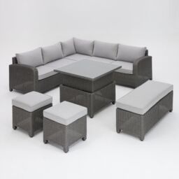 Home Detail Hadley L Shape 5 Seater Garden Sofa Set with Rising Table in Grey - thumbnail 3