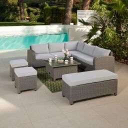 Home Detail Hadley L Shape 5 Seater Garden Sofa Set with Rising Table in Grey - thumbnail 2