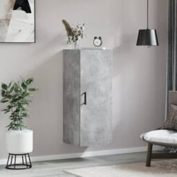 Berkfield Home Wall Mounted Cabinet Concrete Grey 34.5x34x90 cm - thumbnail 3