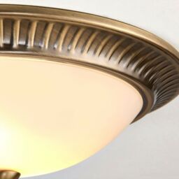 Loops Semi Flush Ceiling Light Brass & Frosted Glass Round Traditional Lamp & Rose in Clear - thumbnail 4