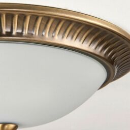 Loops Semi Flush Ceiling Light Brass & Frosted Glass Round Traditional Lamp & Rose in Clear - thumbnail 3