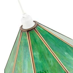 Happy Homewares Tiffany Glass Panelled Easy-Fit Pendant Shade with Antique Brass Trim in Green - Size: 12 inches - thumbnail 5