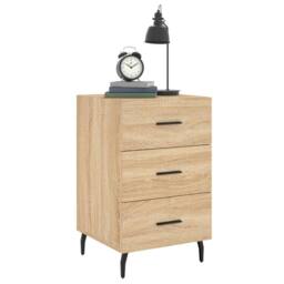 Berkfield Home Modern Bedside Cabinet Sonoma Oak 40x40x66 cm Engineered Wood in Light Tan - Size: 40 x 40 x 66 cm - thumbnail 1