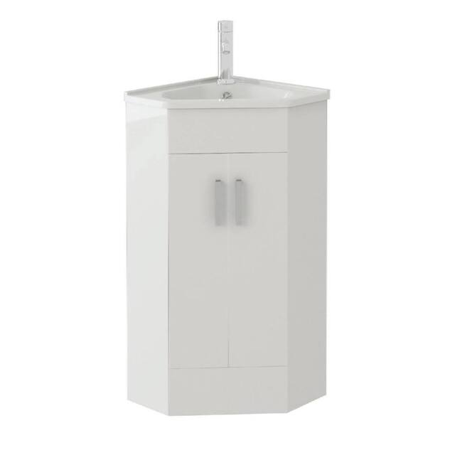 SPETLEK Corner Vanity Unit & Sink Basin Bathroom Cabinet in White - image 1