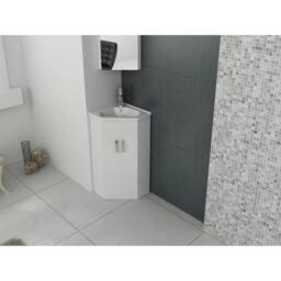 SPETLEK Corner Vanity Unit & Sink Basin Bathroom Cabinet in White - thumbnail 2