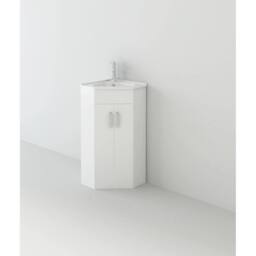 SPETLEK Corner Vanity Unit & Sink Basin Bathroom Cabinet in White - thumbnail 3