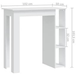 Berkfield Home Modern Bar Table with Shelf White 102x50x103.5 cm Engineered Wood - thumbnail 7