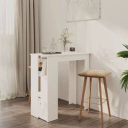 Berkfield Home Modern Bar Table with Shelf White 102x50x103.5 cm Engineered Wood - thumbnail 2