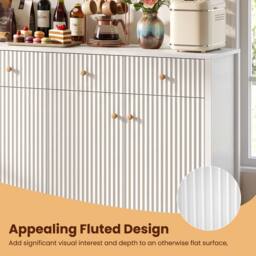 Costway 160cm Sideboard Buffet Cabinet 4-Door Storage Organizer w/4 Drawers in White - thumbnail 9