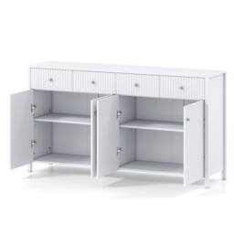 Costway 160cm Sideboard Buffet Cabinet 4-Door Storage Organizer w/4 Drawers in White - thumbnail 4