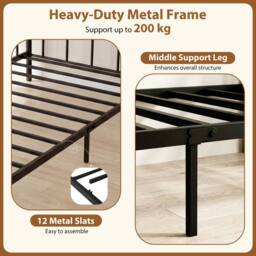 Gymax Metal Daybed Frame Single Size Sofa Bed With Classic Headboard in Black - thumbnail 8