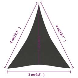 Berkfield Home Sunshade Sail 160 g/m ² Anthracite 3x4x4 m HDPE in Black - thumbnail 6